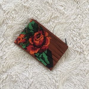 Rose hand-beaded Pouch